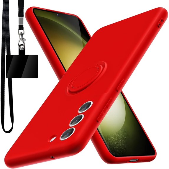 for Samsung Galaxy S21 FE Case,Built-in 360° Rotatable Ring Holder|Anti-Scratch Soft Microfiber Lining|Support Car Mount|Galaxy S21 FE Phone Case Cover for Girls Women Red 10-s21fe-02