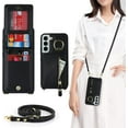 thumbnail image 1 of Samsung Galaxy S21 FE Case with Card Holder for Women, Galaxy S21 FE Phone Case Wallet with Strap Credit Card Slots Crossbody with Kickstand Zipper Shockproof Case for S21 FE - Black, 1 of 9