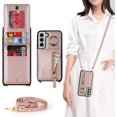thumbnail image 1 of Samsung Galaxy S21 FE Case with Card Holder for Women, Galaxy S21 FE Phone Case Wallet with Strap Credit Card Slots Crossbody with Kickstand Zipper Shockproof Case for S21 FE - Rose Gold, 1 of 18