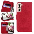 thumbnail image 1 of For Samsung Galaxy S21 FE Case Cover, Shockproof Embossed Pattern PU Leather Magnetic Folio Flip Kickstand Protective Cards Pocket Hand Strap Wallet Case Cover For Samsung Galaxy S21 FE,Red, 1 of 11