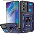 thumbnail image 1 of for Samsung Galaxy S21 FE Case with HD Screen Protector, Heavy Duty Shockproof with 360 ° Rotation Metal Kickstand [Military Grade] Protective Case for Galaxy S21 FE 5G, Blue, 1 of 14
