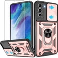 thumbnail image 1 of for Samsung Galaxy S21 FE Case with HD Screen Protector, Heavy Duty Shockproof with 360 ° Rotation Metal Kickstand [Military Grade] Protective Case for Galaxy S21 FE 5G, Rose Gold, 1 of 14