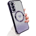thumbnail image 1 of for Samsung Galaxy S21 FE Case Magnetic,for Women Girl Soft Luxury Plating Bling Gradient Glitter Cute Heart Cover Compatible with MagSafe Clear Shockproof Protective Phone Case 6.4”-Purple, 1 of 1