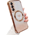 thumbnail image 1 of for Samsung Galaxy S21 FE Case Magnetic,for Women Girl Soft Luxury Plating Bling Gradient Glitter Cute Heart Cover Compatible with MagSafe Clear Shockproof Protective Phone Case 6.4”-Gold, 1 of 12
