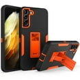 thumbnail image 1 of for Samsung Galaxy S21 FE Case: Military Grade Protection Shockproof Phone Cover Build-in Hidden Kickstand & Rugged TPU Shell | Matte Durable Drop Proof Heavy Duty Case,Black+Orange, 1 of 10