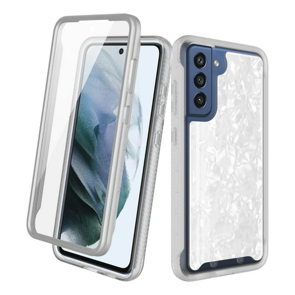 Samsung Galaxy S21 FE Case, Rosebono Hybrid Graphic Design Pattern Hard Back Pannel Cover Protection Case For Samsung Galaxy S21 FE (White Shell)