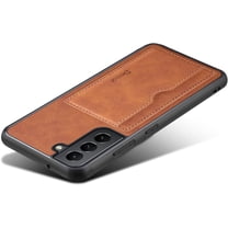 for Samsung Galaxy S21 FE Case, Slim PU Leather Wallet Case Credit Card Slot Holder Lightweight Protective Case with Kickstand for Samsung Galaxy S21 FE (Brown)