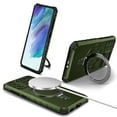 thumbnail image 1 of for Samsung Galaxy S21 FE Case with Stand, Magnetic Rugged Military Grade Shockproof Portective Case Compatible with MagSafe Wireless Charger&Magnetic Car Mount Holder, Darkgreen, 1 of 10