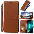 thumbnail image 1 of for Samsung Galaxy S21 FE Case Wallet, with Card Holder, Luxury PU Leather, Wristband Lanyard Magnetic Case Cover for Women and Men for Galaxy S21 FE Flip Folio Credit Cover - Brown, 1 of 6