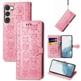 thumbnail image 1 of for Samsung Galaxy S21 FE Case Wallet,Magnetic Closure PU Leather Cute Embossed with Wrist Strap, RFID Blocking Card Slots Pocket Flip Kickstand Protective Phone Case Cover,Pink, 1 of 11
