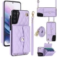 thumbnail image 1 of for Samsung Galaxy S21 FE Case, Wallet Phone PU Leather Case with Card Holder Crossbody Cover for Women Girls Strap Wristlet RFID Blocking Shockproof Protective Cover for Samsung S21 FE, Violet, 1 of 9