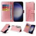 thumbnail image 1 of For Samsung Galaxy S21 FE Case Wallet, Stylish Flower Butterfly Embossed PU Leather Flip Cover Stand Shockproof Cards Slots Hand Wrist Phone Case for Samsung Galaxy S21 FE, Pink, 1 of 11