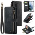 thumbnail image 1 of for Samsung Galaxy S21 FE Case Wallet for Women and Men, Samsung Galaxy S21 FE Case, PU Leather Magnetic Flip Strap Wristlet Zipper Card Holder Wallet Business Phone Cover for S21 FE, Black, 1 of 10