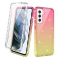 thumbnail image 1 of Samsung Galaxy S21 FE Case With Built-in Screen Protector, Rosebono Hybrid Glitter Sparkle Transparent Colorful Gradient TPU Skin Cover 360 Protection Case For Samsung Galaxy S21 FE (Gold/Pink), 1 of 5