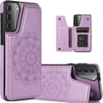 thumbnail image 1 of Samsung Galaxy S21 FE (NOT S21) Wallet Case,Embossed Mandala Pattern Flower Premium PU Leather Double Magnetic Buttons Flip Shockproof Protective Cover for Samsung Galaxy S21 FE SKM Purple, 1 of 14