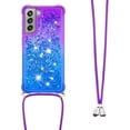 thumbnail image 1 of Samsung Galaxy S21 FE (Not S21) Case,Strap Crossbody Gradient Quicksand Bling Sparkle Flowing Liquid Floating with Neck Cord Lanyard Strap Cover for Samsung Galaxy S21 FE LSGS Purple Navy, 1 of 7