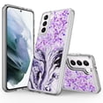 thumbnail image 1 of Samsung Galaxy S21 FE Phone Case, Rosebono Hybrid Bling Glitter Sparkle Epoxy Graphic Marble Colorful Silicone Skin Cover Armor Case for Samsung Galaxy S21 FE (Purple), 1 of 6