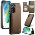 thumbnail image 1 of for Samsung Galaxy S21 FE Premium PU Leather Back Case, Multiple Card Slots Design, Double Magnetic Clasp Study Kickstand RFID Blocking Classic Phone Cover for Samsung Galaxy S21 FE, Brown, 1 of 9