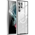 thumbnail image 1 of for Samsung Galaxy S21 FE, S21 FE 5G Case Compatible with MagSafe Charger Ultra Slim Matte PC Back Metal Frame Bumper Scratch Resistant Safety Lock Shockproof Protective Case, Silver, 1 of 7