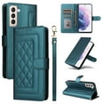 thumbnail image 1 of for Samsung Galaxy S21 FE Thin Fit Case Cover, Premium PU Leather Magnetic Wallet Flip Case with Stand Bracket Holder Flip Cover with Card Slots and Wrist Strap for Galaxy S21 FE - Darkgreen, 1 of 6