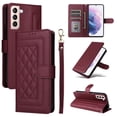 thumbnail image 1 of for Samsung Galaxy S21 FE Thin Fit Case Cover, Premium PU Leather Magnetic Wallet Flip Case with Stand Bracket Holder Flip Cover with Card Slots and Wrist Strap for Galaxy S21 FE - Winered, 1 of 6