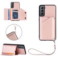 thumbnail image 1 of for Samsung Galaxy S21 FE Wallet Case with Card Holder Case with RFID Blocking Card Slots, Double Magnetic Clasp Durable Shockproof Kickstand Detachable Wrist Strap Cover,Rosegold, 1 of 6