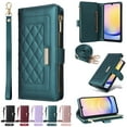 thumbnail image 1 of for Samsung Galaxy S21 FE Wallet Case with RFID Blocking Card Holder, Kickstand Feature PU Leather Case with Adjustable Crossbody & Short Lanyard Magnetic Clasp Zipper Pocket Flip Cover,Darkgreen, 1 of 9