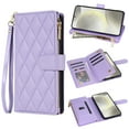 thumbnail image 1 of for Samsung Galaxy S21 FE Wallet case with Card Holder,Phone case RFID Blocking PU Leather Flip Shockproof Cover with Hand Strap Zipper Credit Card Holder Slots for Women Men,Purple, 1 of 8