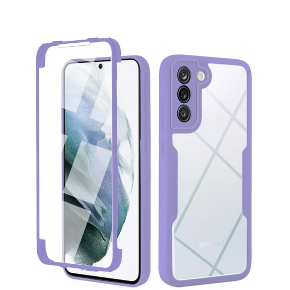for Samsung Galaxy S21 Plus 5G Case with Built-in Screen Protector, Clear Shockproof Slim Full Body Protection Soft TPU Bumper Rugged Case Cover for Samsung S21+ 5G 6.7 Inch 2021, Purple