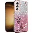 thumbnail image 1 of for Samsung Galaxy S21 Plus Case Clear Glitter Sparkle Luxury Shiny Phone Case Samsung S21 Plus Case Silicone TPU Soft Flower Transparent Shockproof Cover Pruple Thin (Pink), 1 of 14
