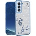 thumbnail image 1 of for Samsung Galaxy S21 Plus Case Clear Glitter Sparkle Luxury Shiny Phone Case Samsung S21 Plus Case Silicone TPU Soft Flower Transparent Shockproof Cover Pruple Thin (Silver-Blue), 1 of 14