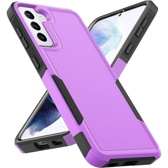 for Samsung Galaxy S21 Plus Case: Dual Layer Protective Heavy Duty Cell Phone Cover Shockproof Rugged with Screen Protector - Military Protection Bumper Tough - Samsung Galaxy S21+ Plus 5G, Purple