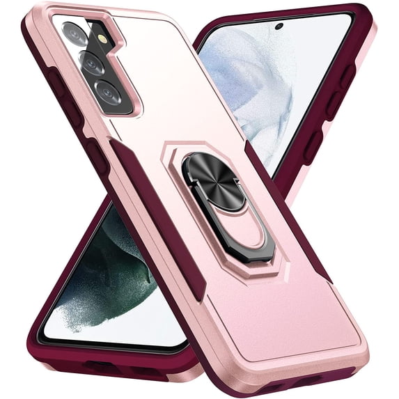for Samsung Galaxy S21 Plus Case Galaxy S21+ Case with Kickstand Magnetic Ring Rugged Protective Military Grade Shockproof Case for Galaxy S21 Plus Phone Case (Pink)