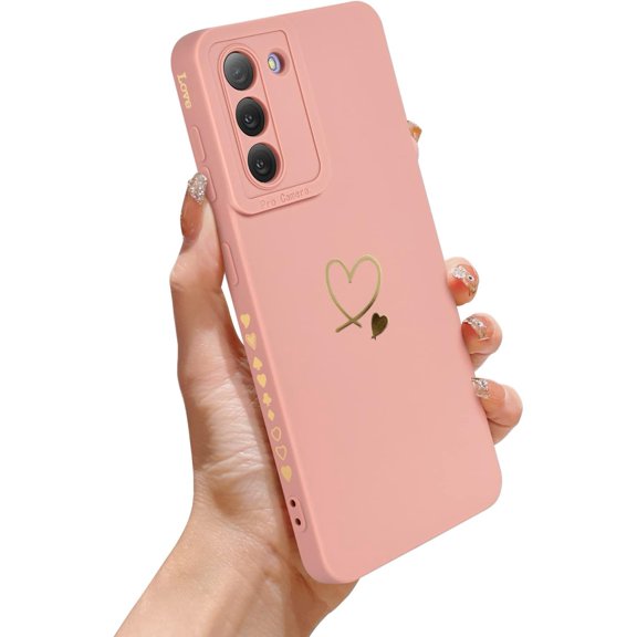 for Samsung Galaxy S21 Plus Case Girls Women, Cute Love Heart Pattern Phone Case Flexible Liquid Silicone Shockproof Protective Bumper Cover for Samsung Galaxy S21 Plus-Pink