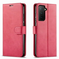 Samsung Galaxy S21 Plus Case,  Included [Tempered Glass Screen Protector], Starshop Premium Leather Wallet Pocket Credit Card Slots-Pink