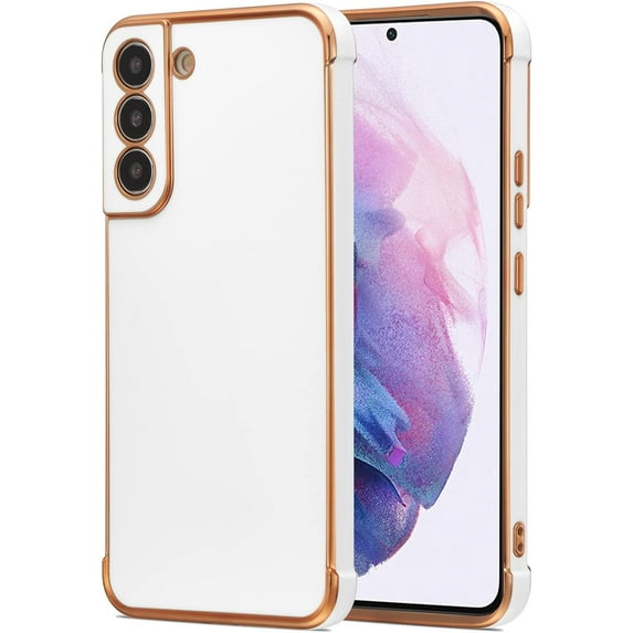 for Samsung Galaxy S21 Plus Case Luxury Plating Edge Case Cover Slim Lightweight Glossy Bling Phone Case Soft TPU Shockproof Bumper Case Electroplated Case,White