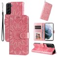 thumbnail image 1 of for Samsung Galaxy S21 Plus Case,Premium PU Leather Wallet Case Sunflower Embossed with Wrist Strap Card Slots and Kickstand Flip Cover for Samsung Galaxy S21 Plus 6.7 inch,Rosegold, 1 of 8