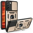 thumbnail image 1 of For Samsung Galaxy S21 Plus Case with Sliding Camera Lens Cover and Ring Kickstand Heavy Duty Military Grade Rugged Protection Shockproof Back Phone Cover for Samsung Galaxy S21 Plus, Gold, 1 of 9