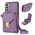 thumbnail image 1 of for Samsung Galaxy S21 Plus Case Wallet with Shoulder Strap for Women - Crossbody Lanyard,Zipper Pocket,Credit Card Holder,Shockproof - Metal Buckle Closure Premium PU Leather Case, Purple, 1 of 15