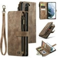 thumbnail image 1 of for Samsung Galaxy S21 Plus Case Wallet for Women and Men, Samsung Galaxy S21 Plus Case, PU Leather Magnetic Flip Strap Wristlet Zipper Card Holder Wallet Business Phone Cover for S21 Plus, Brown, 1 of 10