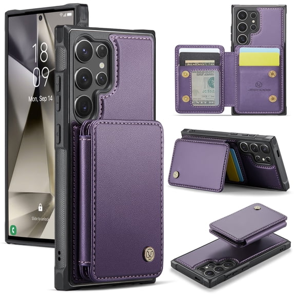 Samsung Galaxy S21 Plus Detachable Wallet Case with Card Holder, PU Leather Kickstand Card Slots Case,Double Magnetic Clasp and Durable Shockproof Cover for Samsung S21 Plus,Purple