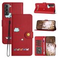 thumbnail image 1 of for Samsung Galaxy S21 Plus Lovely Cartoon Pattern Wallet Flip PU Leather Case, with Wrist Strap / Credit Card Slots / Photo Slot / Cash Pocket Kickstand Cute Phone Cover for Galaxy S21 Plus, Red, 1 of 8