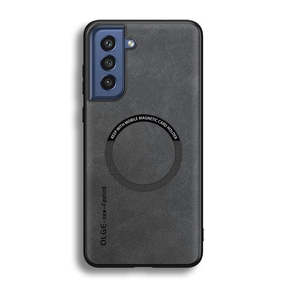 for Samsung Galaxy S21 Plus PU Leather Case, Vintage Compatible with MagSafe and Wireless Charging Slim Fit-Drop Scratch Resistant Support Magnetic Car Mount Case Cover for Galaxy S21 Plus, Gray