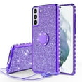 thumbnail image 1 of Samsung Galaxy S21 Plus/S21+Case Glitter Phone Ring Kickstand Girls Women Diamond Sparkly Case Cover for Galaxy S21 Plus/S21+- Purple, 1 of 3