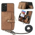 thumbnail image 1 of for Samsung Galaxy S21 Plus Wallet Case, Crossbody Phone Purse with Card Holder for Women, Zipper PU Leather Carrying Cover Gift with Shoulder Strap Kickstand Anti-drop for S21 Plus - Brown, 1 of 10