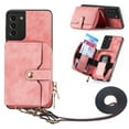 thumbnail image 1 of for Samsung Galaxy S21 Plus Wallet Case, Crossbody Phone Purse with Card Holder for Women, Zipper PU Leather Carrying Cover Gift with Shoulder Strap Kickstand Anti-drop for S21 Plus - Pink, 1 of 10