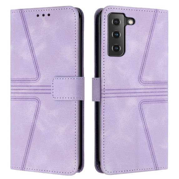 For Samsung Galaxy S21 Plus Wallet Case,Leather Flip Case RFID Blocking Credit Card Holder Folio Magnetic Stand TPU Interior Shockproof Cover Color Matching With Wrist Strap,Purple