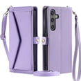 thumbnail image 1 of For Samsung Galaxy S21+ Plus Wallet Case, RFID Blocking Crossybody Shoulder Strap Hand Wrist Flip Cover Carsd Holder Snap Closure Protective Phone Case for Samsung Galaxy S21+, Purple, 1 of 7