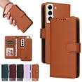 thumbnail image 1 of for Samsung Galaxy S21 Removable Wallet Case, Premium PU Leather Flip Cover with [RFID Blocking][ Detachable Card Holder][Stand Function][Wrist Strap] Shockproof Protectove Phone Cover,Brown, 1 of 10