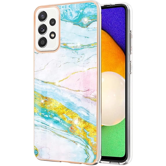 for Samsung Galaxy S21 S20 Ultra Plus FE Lite Case, Fashion Slim Luxurious Marbling PC+TPU Phone Case, Bezel Heightened Design Shockproof Protector Cover(Gold,S20)